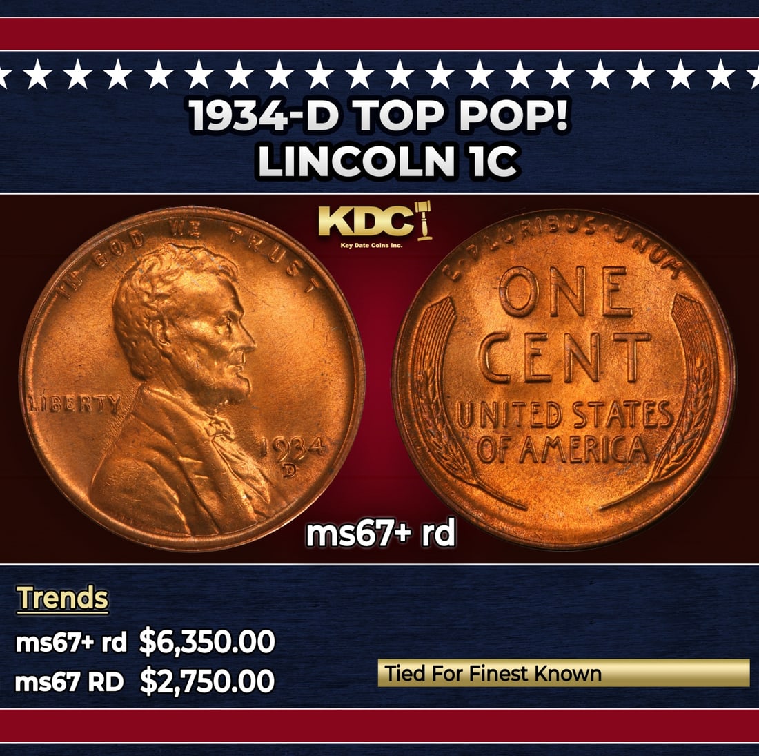 1934-d Lincoln Cent TOP POP! 1c ms67+ rd SEGS: 1934-d TOP POP! Lincoln Cent 1c ms67+ rd SEGS.