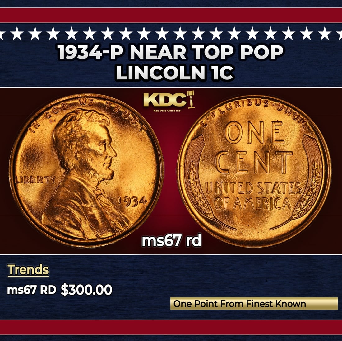1934-p Lincoln Cent Near Top Pop 1c ms67 rd SEGS