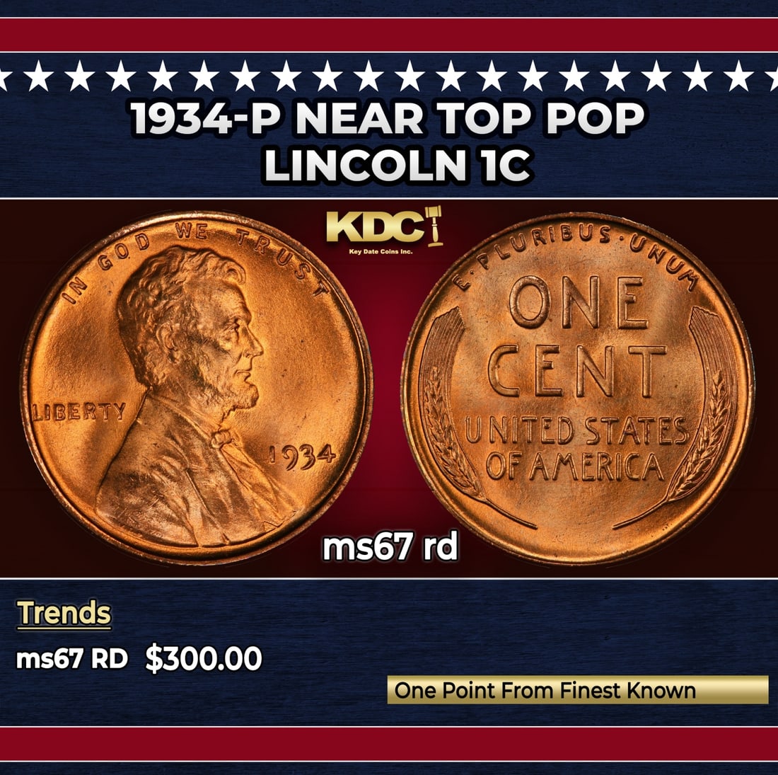 1934-p Lincoln Cent Near Top Pop 1c ms67 rd SEGS: 1934-p Near Top Pop Lincoln Cent 1c ms67 rd SEGS.