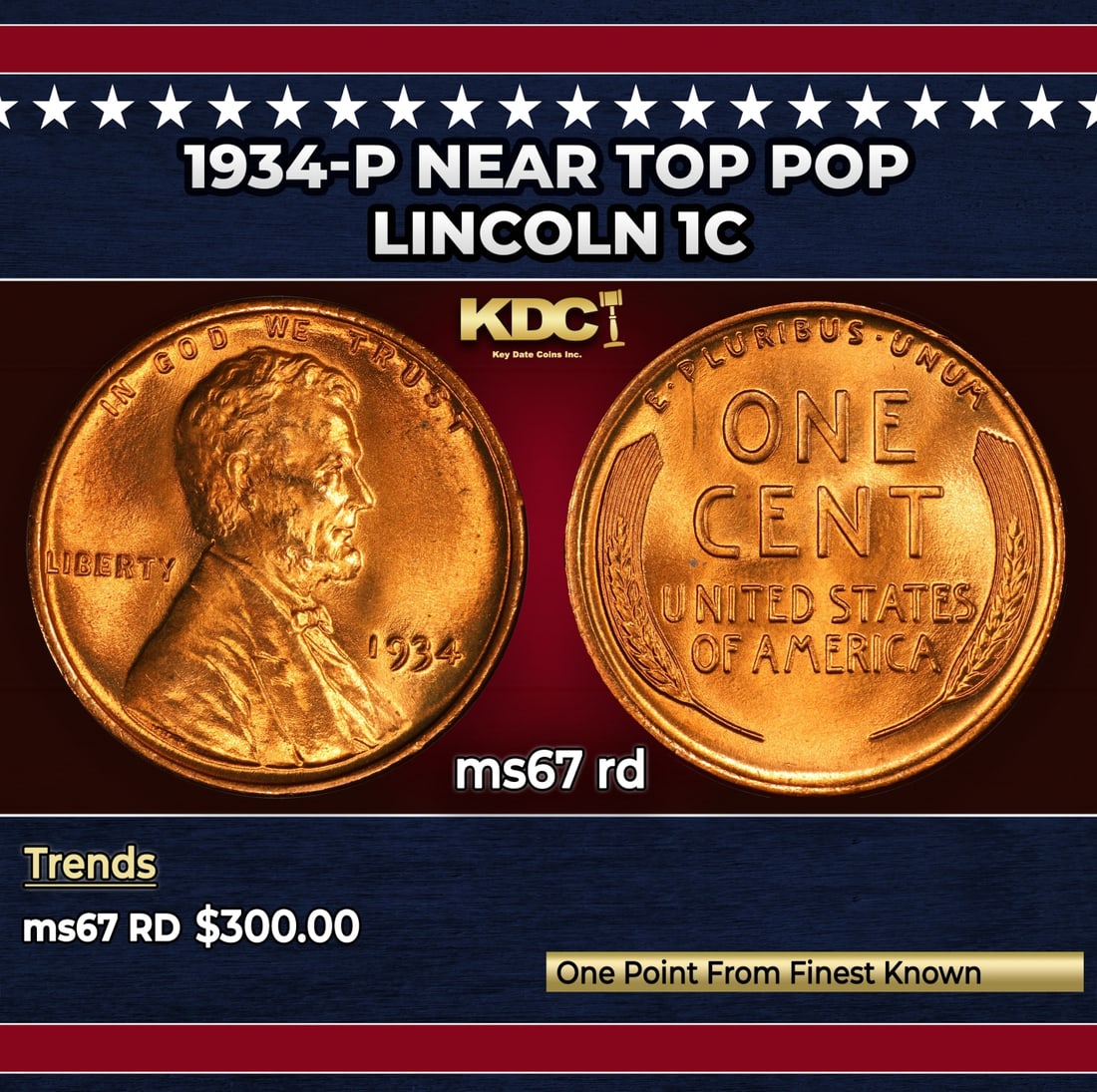 1934-p Lincoln Cent Near Top Pop 1c ms67 rd SEGS: 1934-p Near Top Pop Lincoln Cent 1c ms67 rd SEGS.