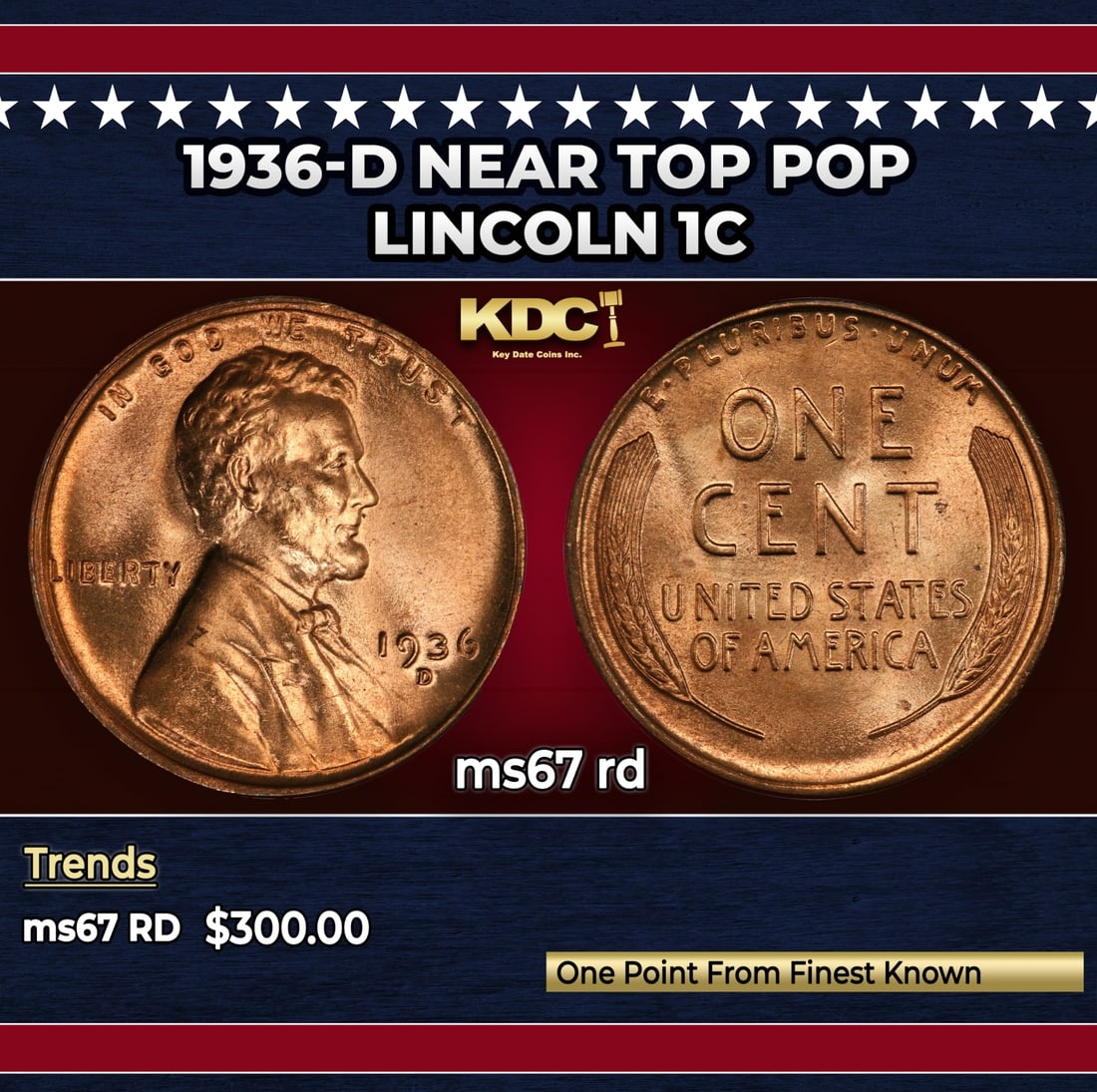 1936-d Lincoln Cent Near Top Pop 1c ms67 rd SEGS: 1936-d Near Top Pop Lincoln Cent 1c ms67 rd SEGS.
