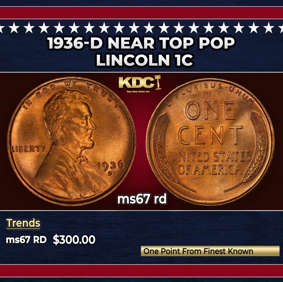 1936-d Lincoln Cent Near Top Pop 1c ms67 rd SEGS: 1936-d Near Top Pop Lincoln Cent 1c ms67 rd SEGS.