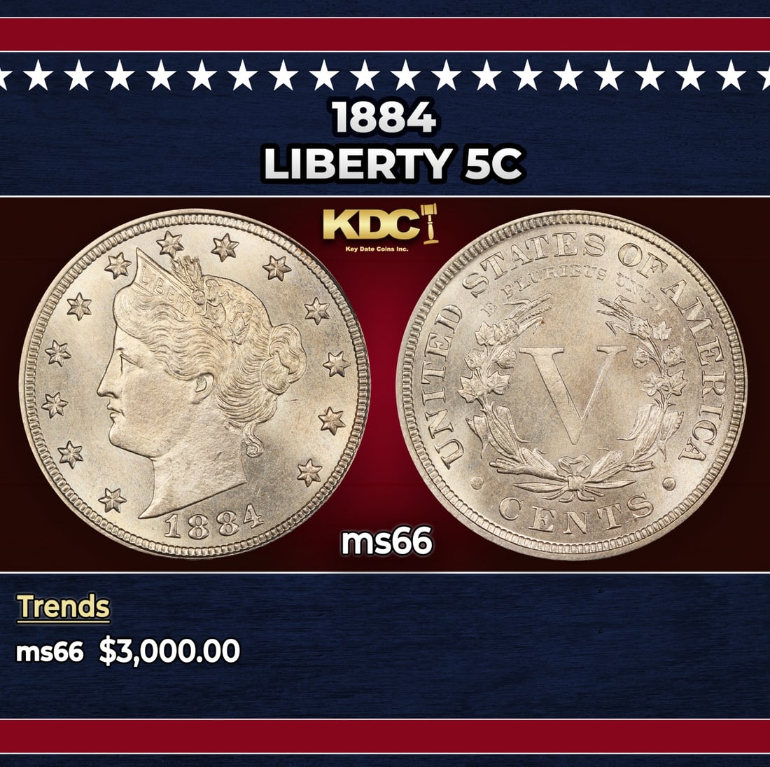 1884 Liberty Nickel 5c ms66 SEGS: 1884 Liberty Nickel 5c ms66 SEGS.