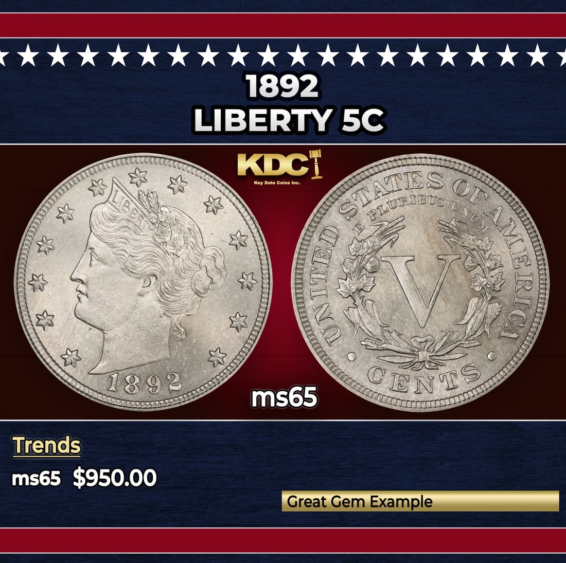 1892 Liberty Nickel 5c Grades ms65: 1892 Liberty Nickel 5c Grades ms65.