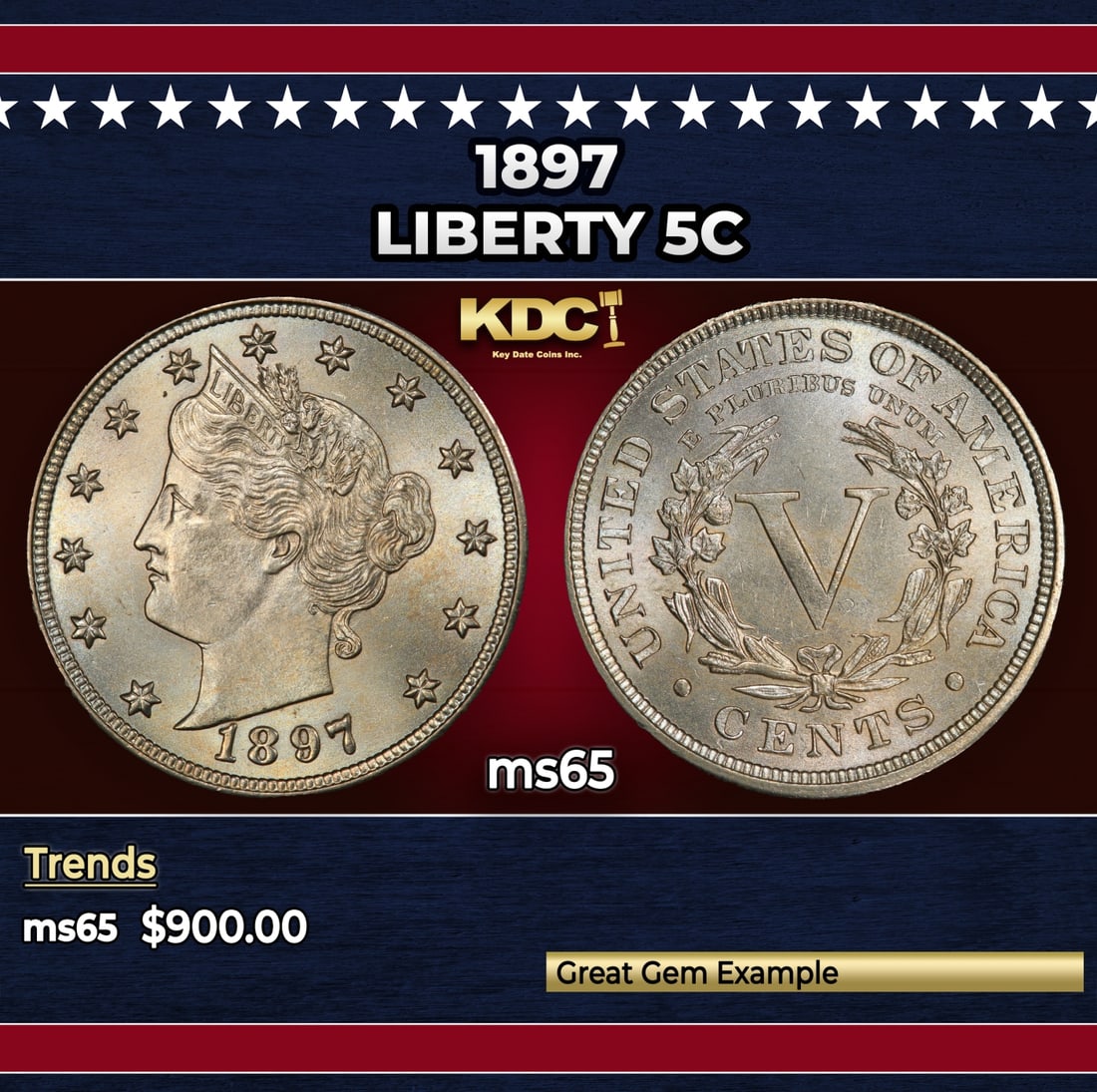 1897 Liberty Nickel 5c Grades ms65: 1897 Liberty Nickel 5c Grades ms65.