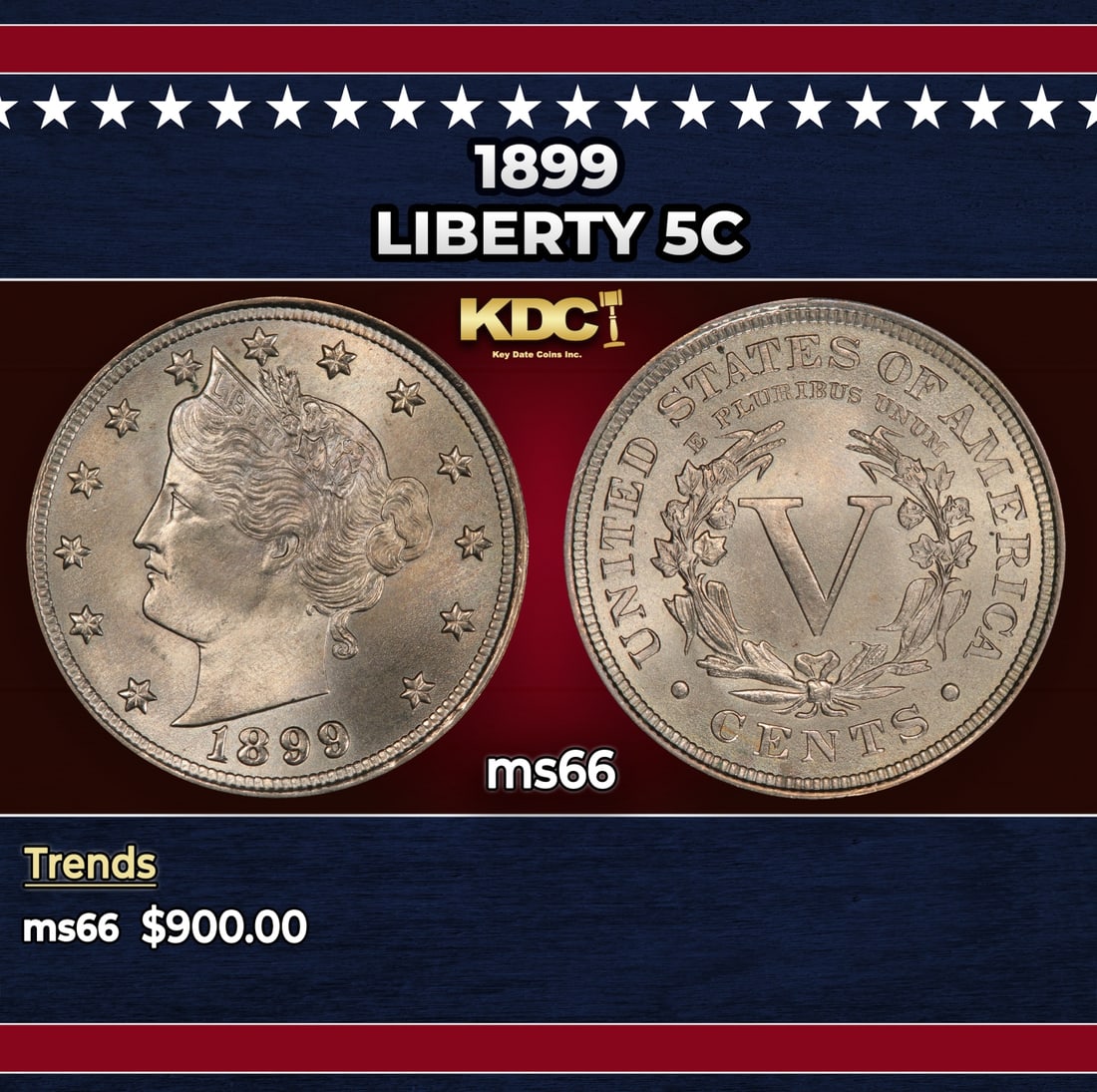 1899 Liberty Nickel 5c ms66 SEGS: 1899 Liberty Nickel 5c ms66 SEGS.