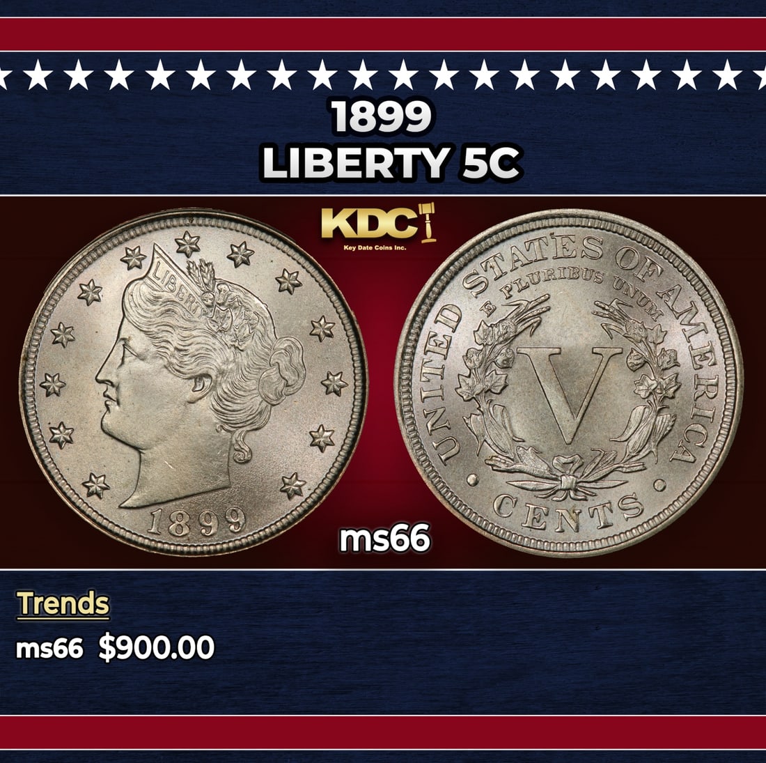 1899 Liberty Nickel 5c ms66 SEGS: 1899 Liberty Nickel 5c ms66 SEGS.