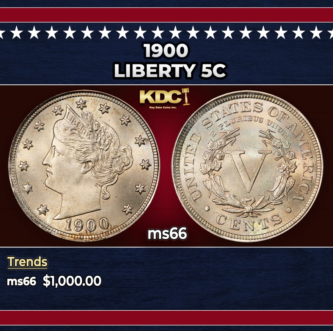1900 Liberty Nickel 5c ms66 SEGS: 1900 Liberty Nickel 5c ms66 SEGS.