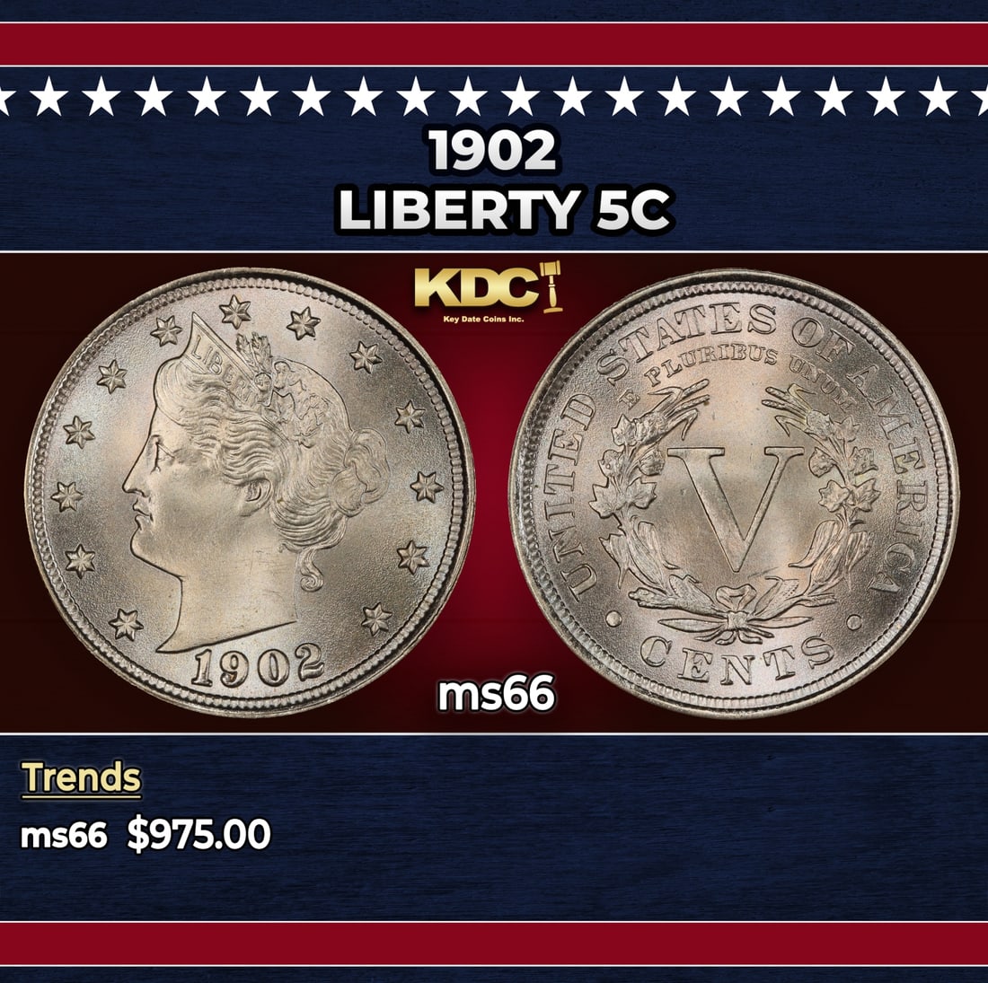 1902 Liberty Nickel 5c ms66 SEGS: 1902 Liberty Nickel 5c ms66 SEGS.