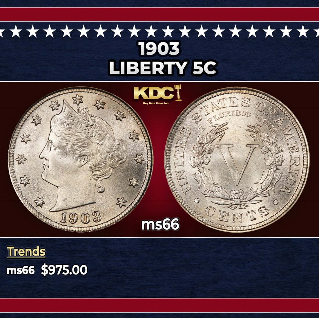 1903 Liberty Nickel 5c ms66 SEGS: 1903 Liberty Nickel 5c ms66 SEGS.