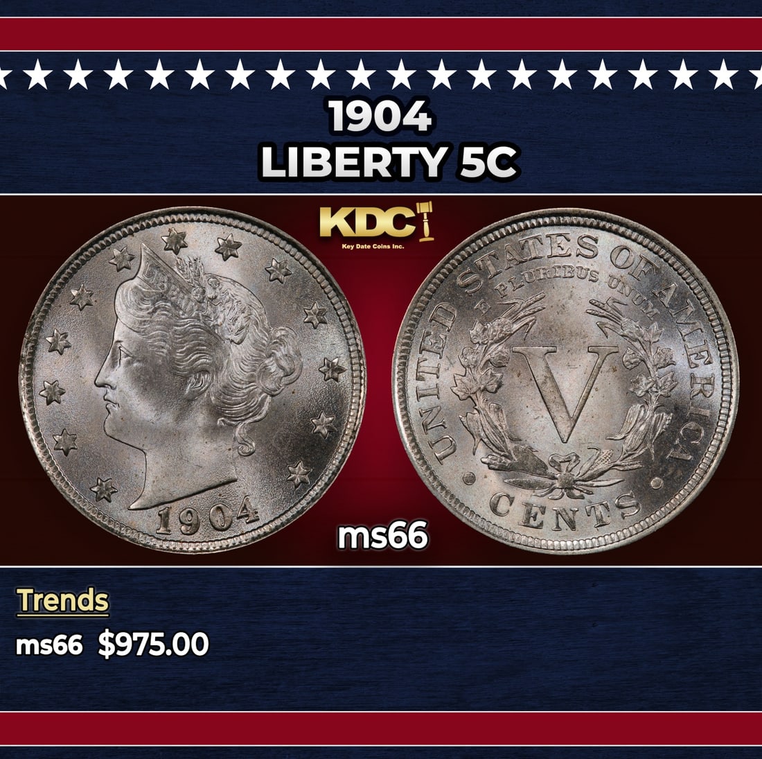 1904 Liberty Nickel 5c ms66 SEGS: 1904 Liberty Nickel 5c ms66 SEGS.