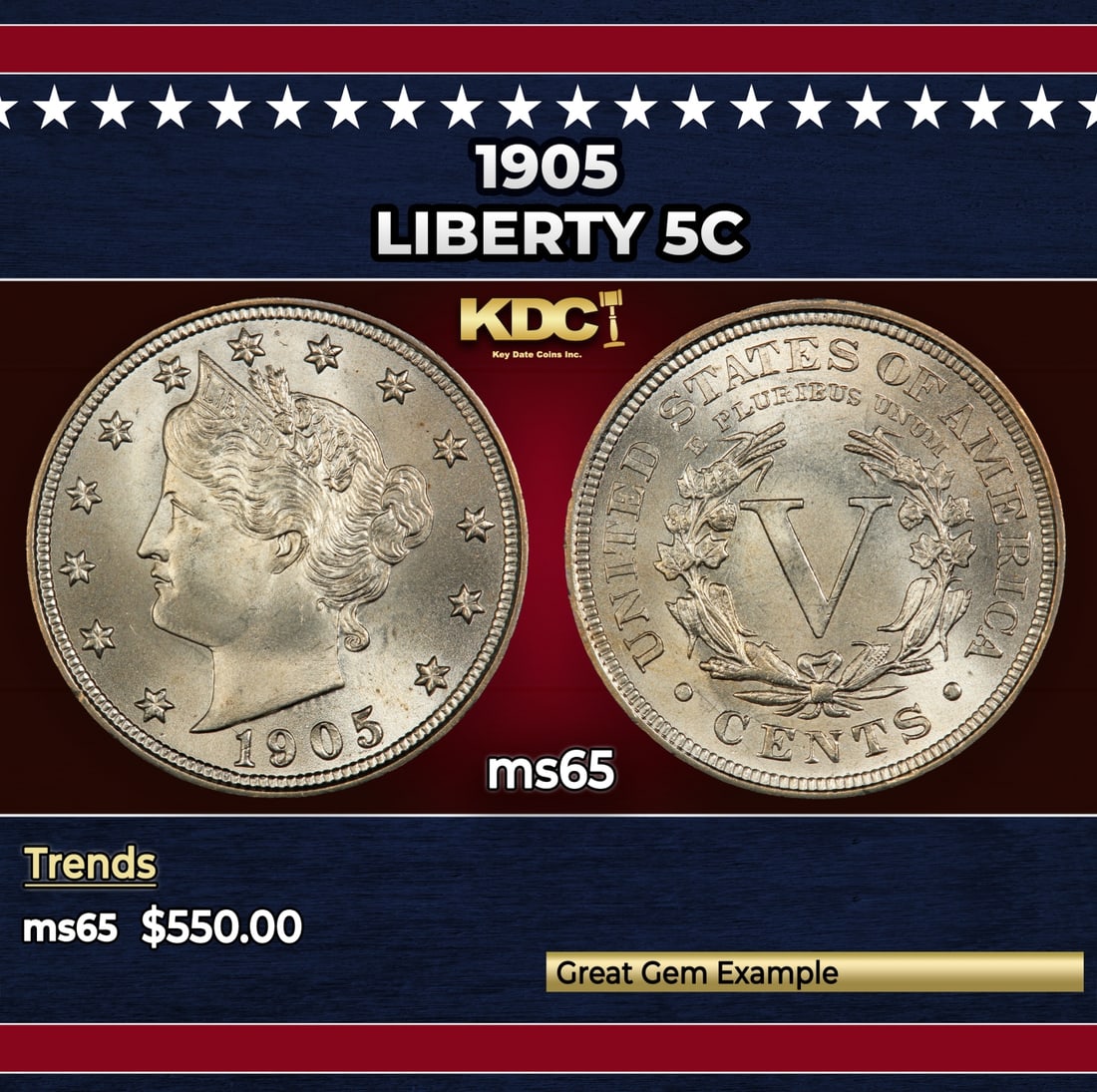 1905 Liberty Nickel 5c Grades ms65: 1905 Liberty Nickel 5c Grades ms65.
