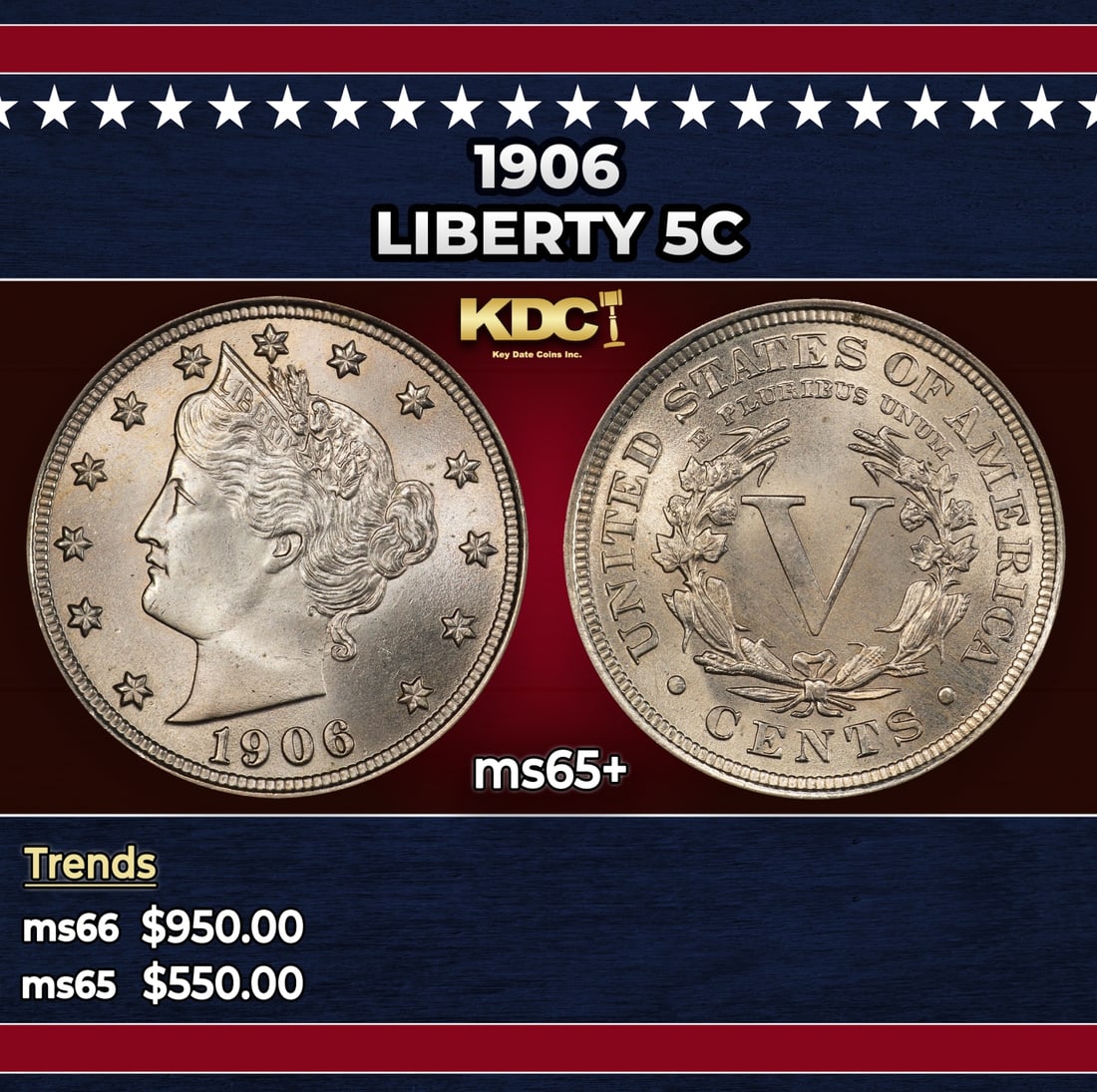 1906 Liberty Nickel 5c Grades ms65+: 1906 Liberty Nickel 5c Grades ms65+.