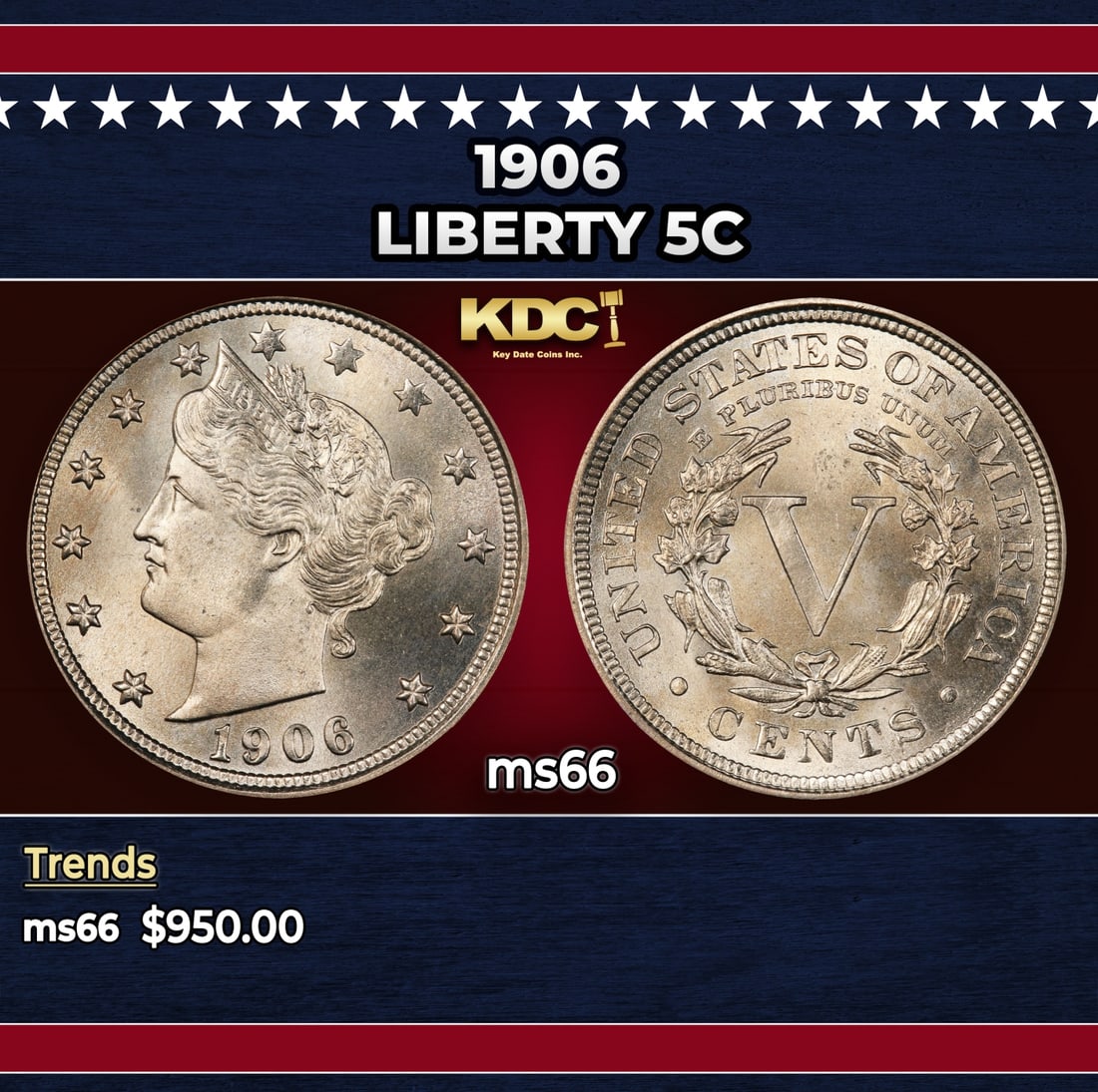 1906 Liberty Nickel 5c ms66 SEGS: 1906 Liberty Nickel 5c ms66 SEGS.