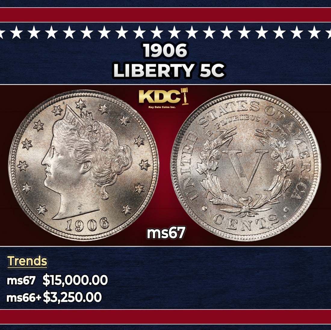 1906 Liberty Nickel 5c ms67 SEGS: 1906 Liberty Nickel 5c ms67 SEGS.