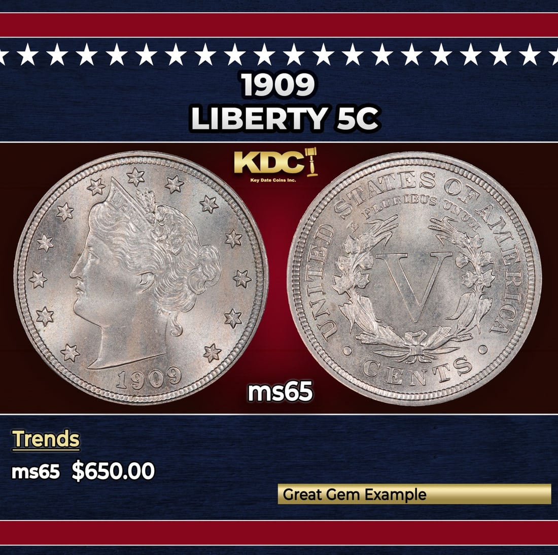 1909 Liberty Nickel 5c Grades ms65: 1909 Liberty Nickel 5c Grades ms65.
