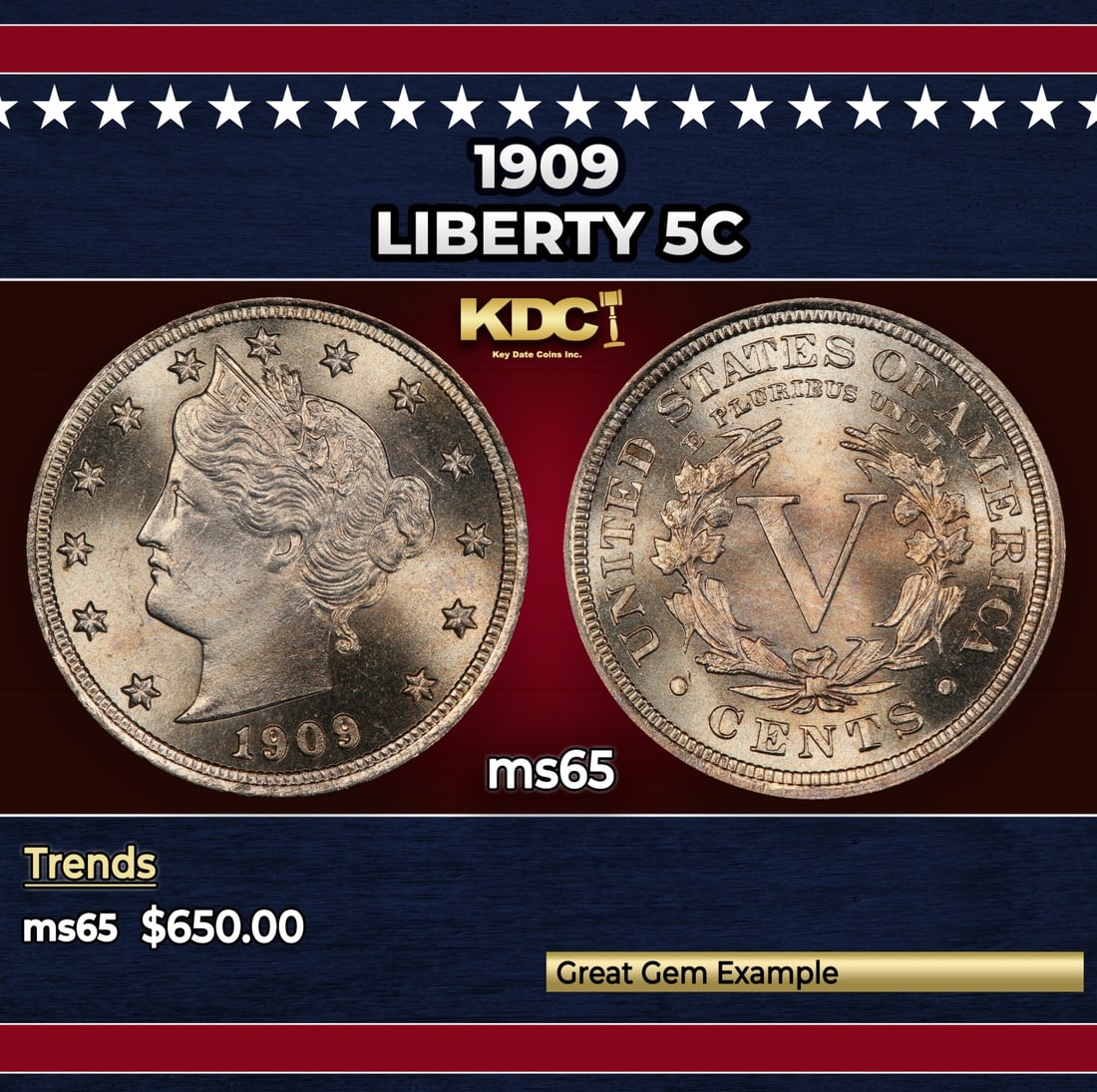 1909 Liberty Nickel 5c Grades ms65: 1909 Liberty Nickel 5c Grades ms65.