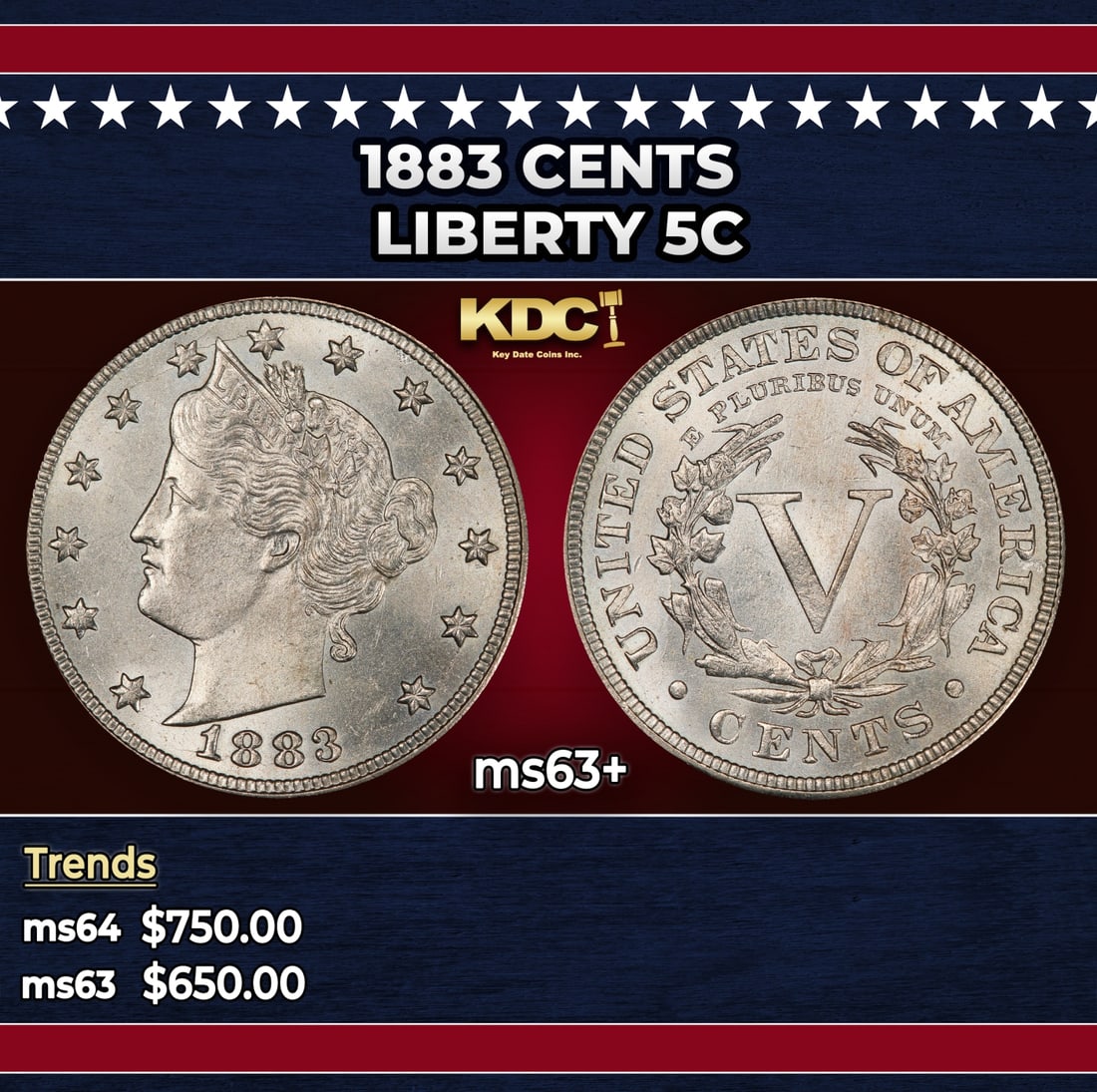 1883 CENTS Liberty Nickel 5c Grades ms63+: 1883 CENTS Liberty Nickel 5c Grades ms63+.