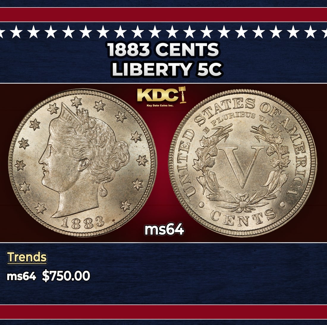 1883 CENTS Liberty Nickel 5c Grades ms64: 1883 CENTS Liberty Nickel 5c Grades ms64.