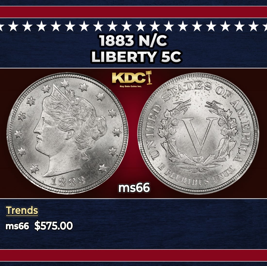 1883 n/c Liberty Nickel 5c Grades ms66: 1883 n/c Liberty Nickel 5c Grades ms66.