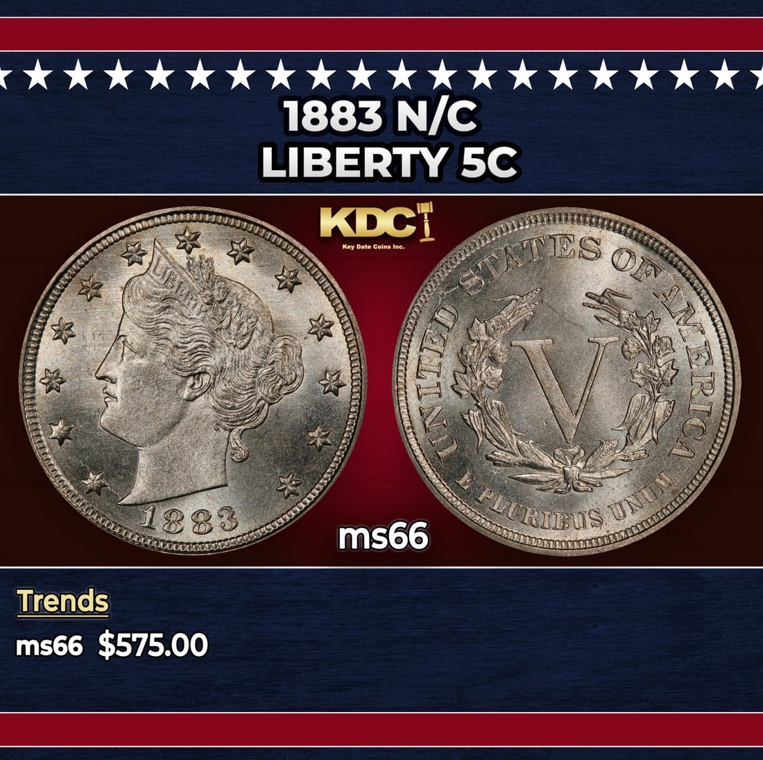 1883 n/c Liberty Nickel 5c Grades ms66: 1883 n/c Liberty Nickel 5c Grades ms66.