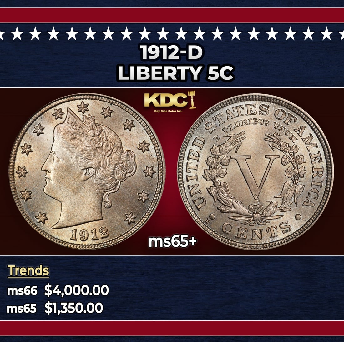 1912-d Liberty Nickel 5c ms65+ SEGS