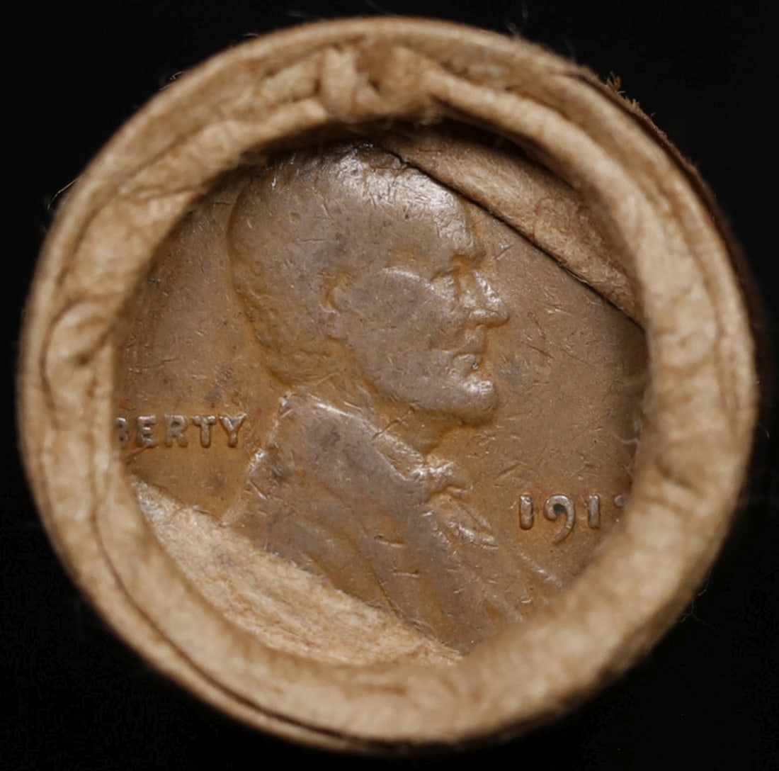 Lincoln Wheat Cent 1c Mixed Roll Orig Brandt McDonalds Wrapper, 1913-p end, Indian other end - 2