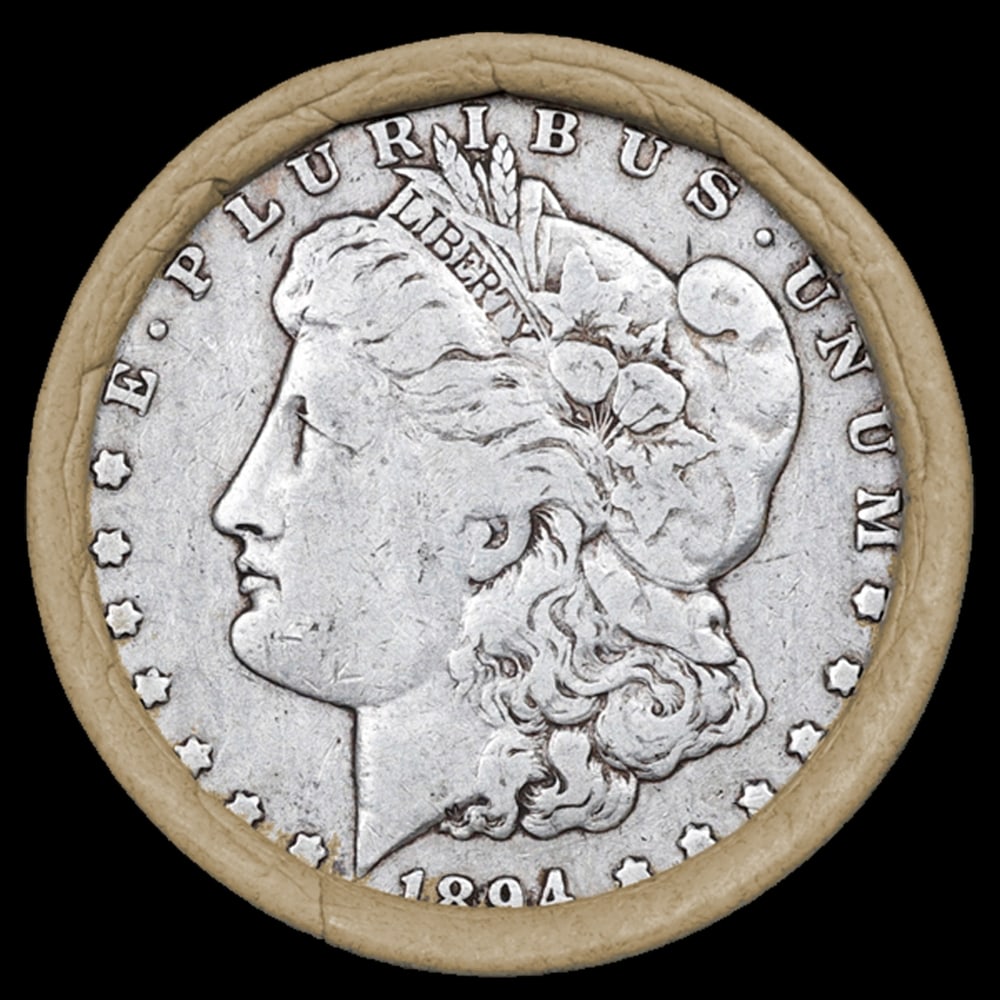 SEARS Circ Morgan Silver Dollar 10 Coin Roll 1894/'P' Rev Ends - 2