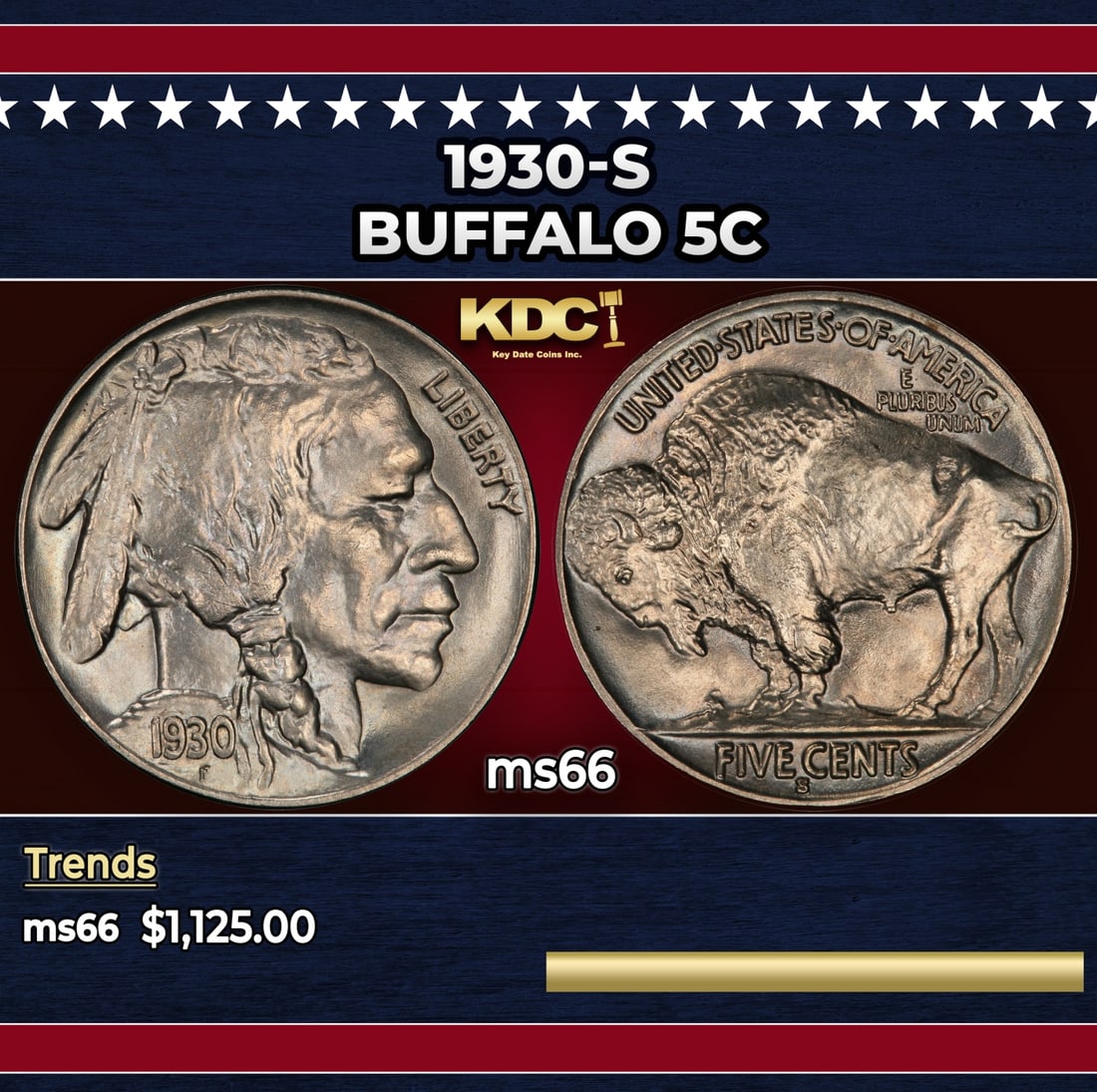 1930-s Buffalo Nickel 5c ms66 SEGS (1 of 3)