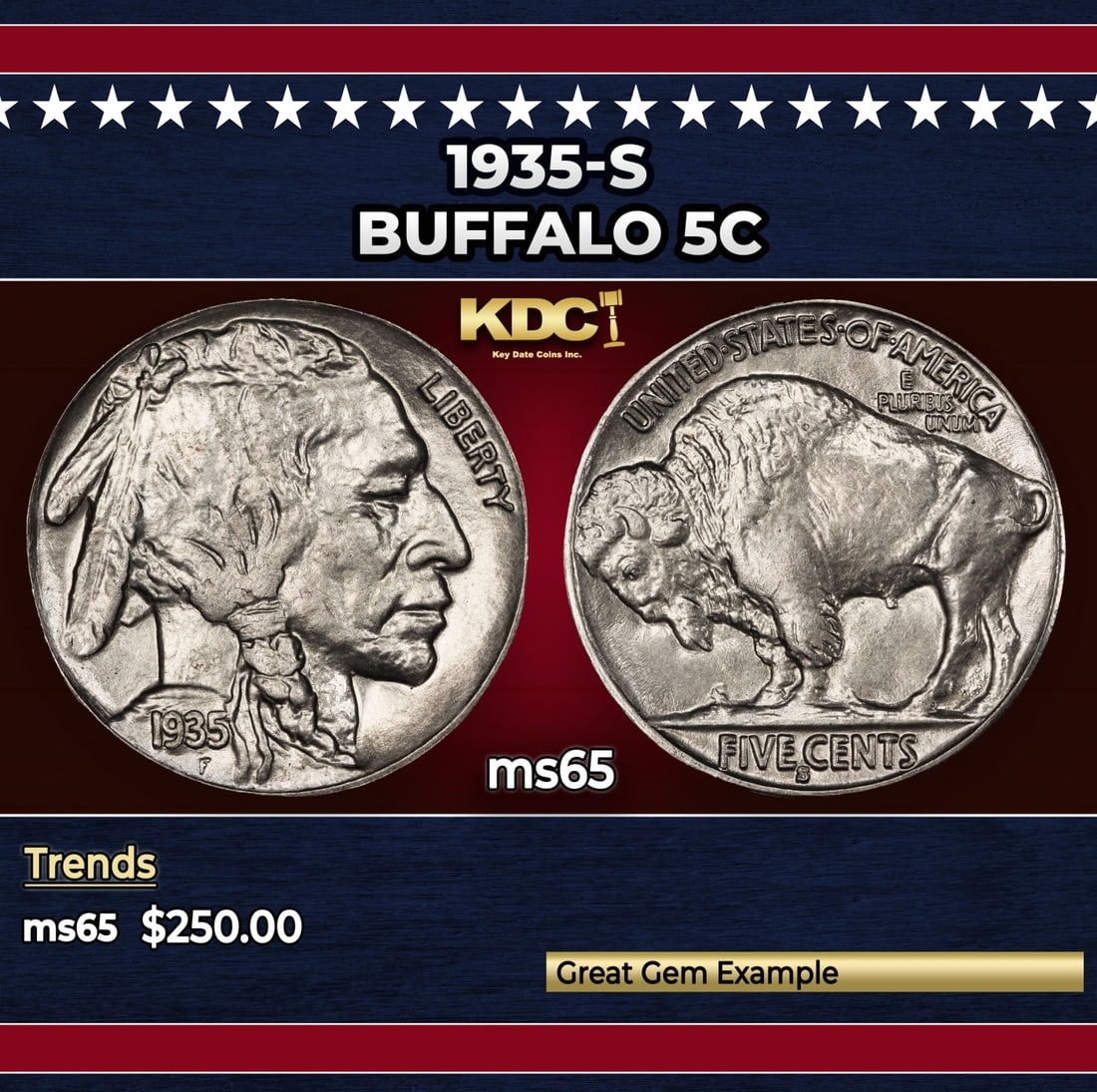 1935-s Buffalo Nickel 5c Grades ms65: 1935-s Buffalo Nickel 5c Grades ms65.