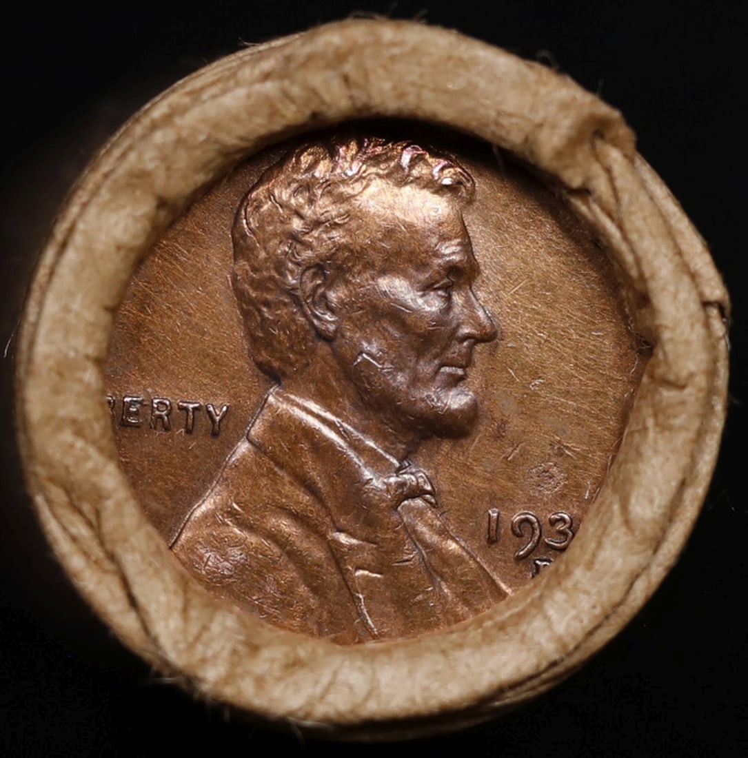 Lincoln Wheat Cent 1c Mixed Roll Orig Brandt McDonalds Wrapper, 1931-d end, Indian other end - 2