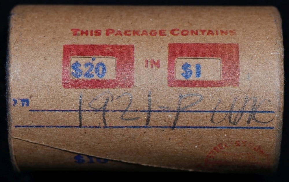 Full solid date 1921-p Uncirculated Morgan silver dollar roll, 20 coins - 5