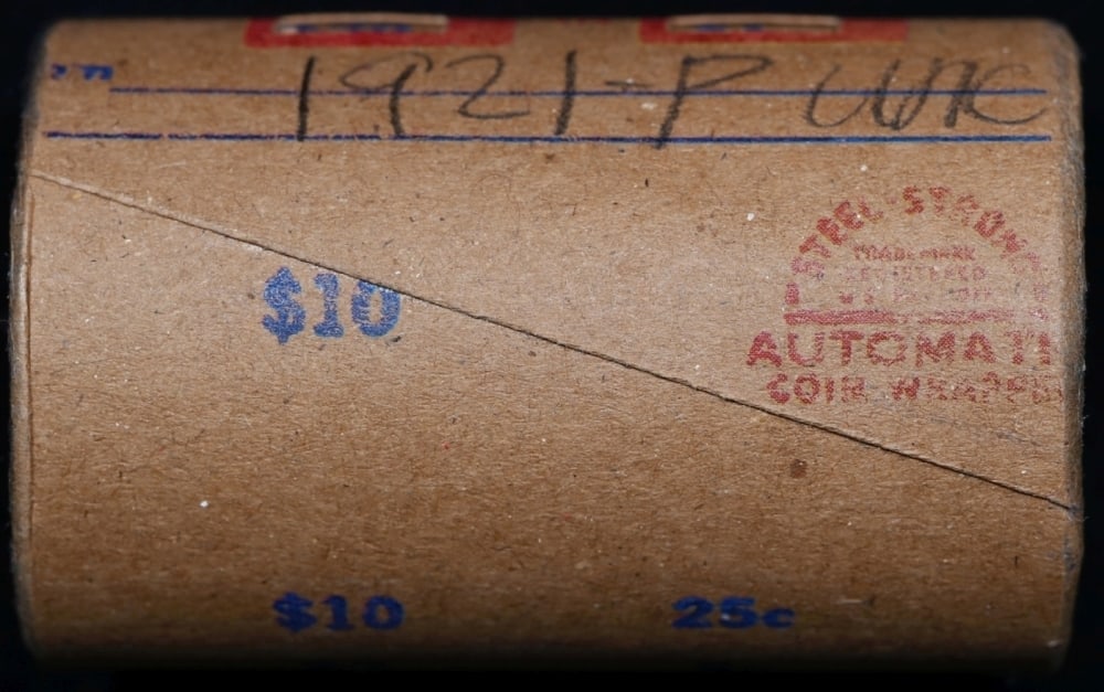 Full solid date 1921-p Uncirculated Morgan silver dollar roll, 20 coins - 6