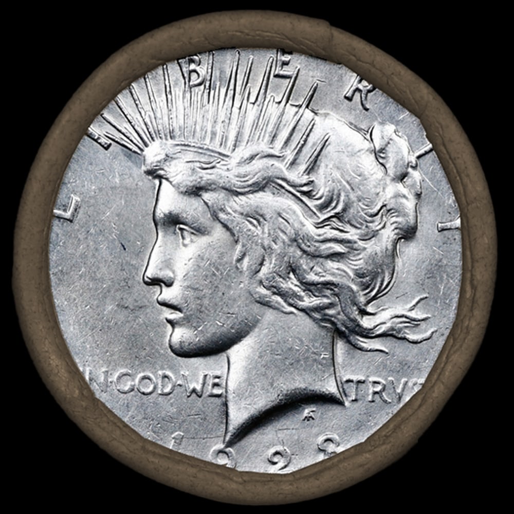 SEARS Peace Silver Dollar $1 Roll 10 Coins Circulated 1928/'S' Rev Ends - 2