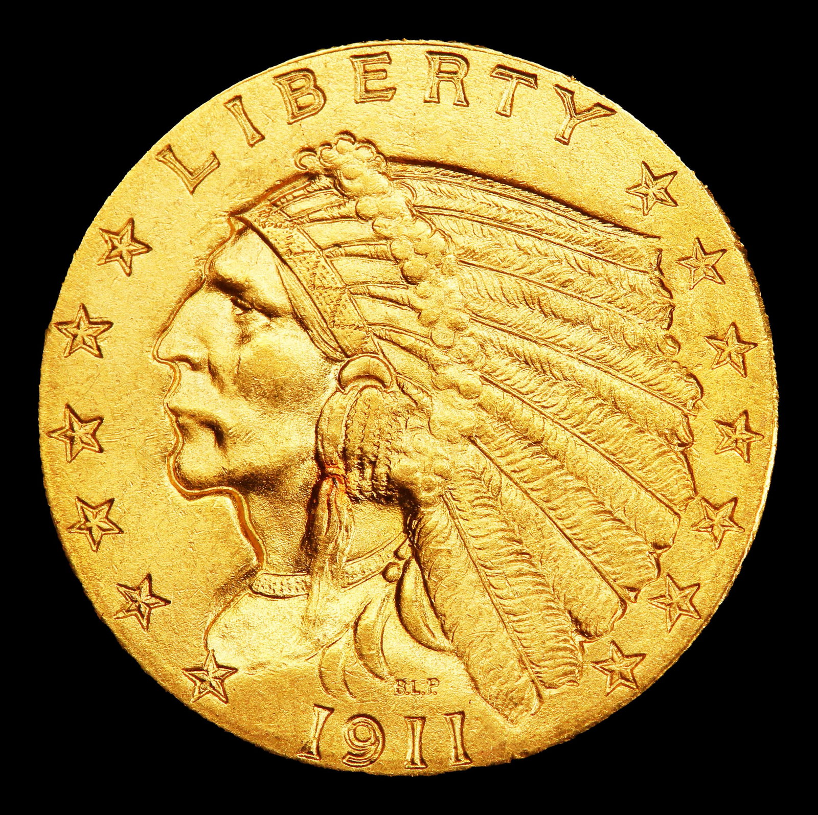 1911-p Gold Indian Quarter Eagle Near Top Pop! $2 1/2 ms65 SEGS - 2