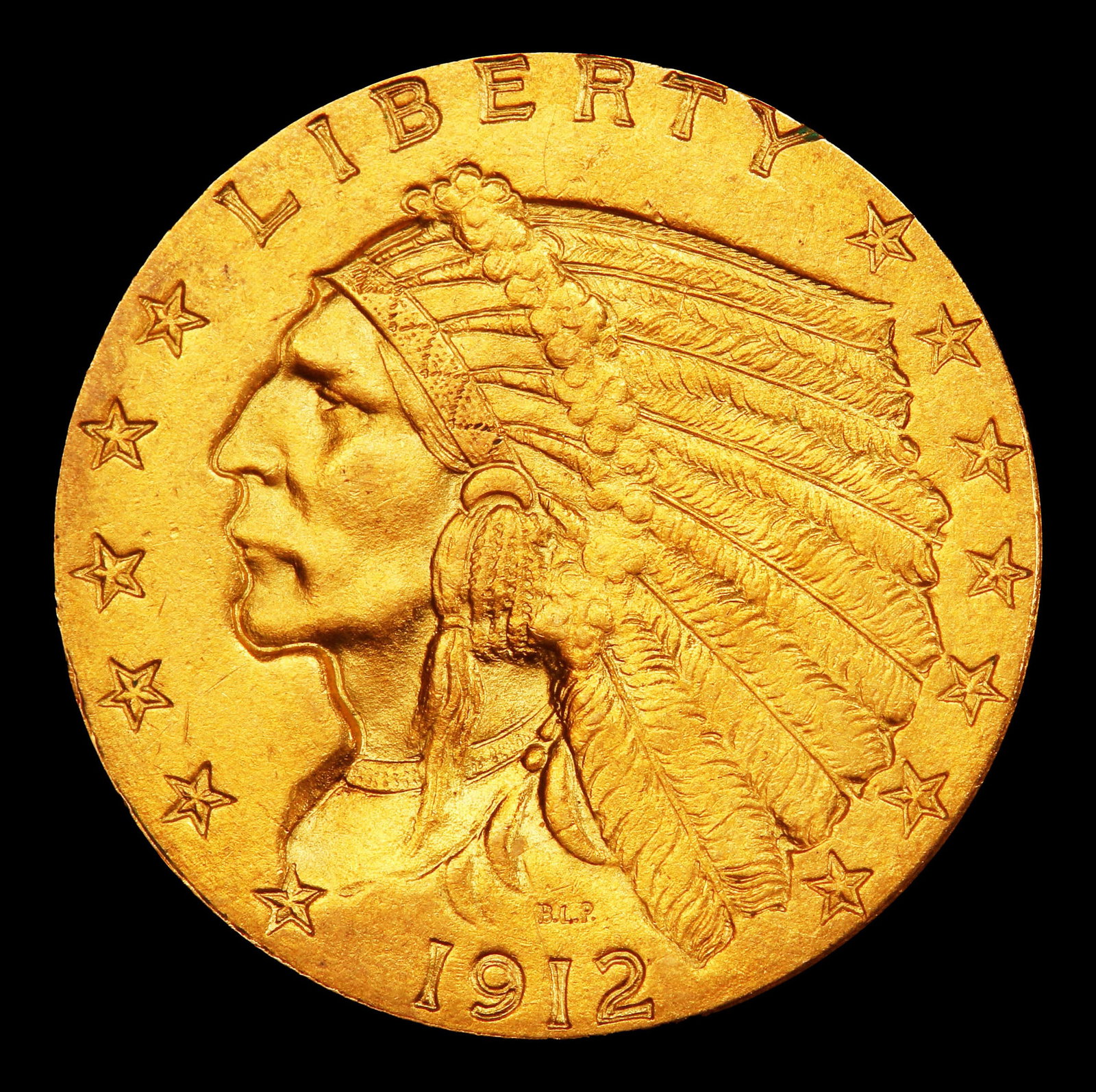 1912-p Gold Indian Quarter Eagle Near Top Pop! $2 1/2 ms66 USCG - 2