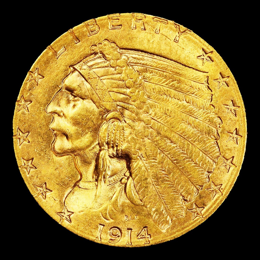 1914-d Gold Indian Quarter Eagle $2 1/2 ms64+ SEGS - 2