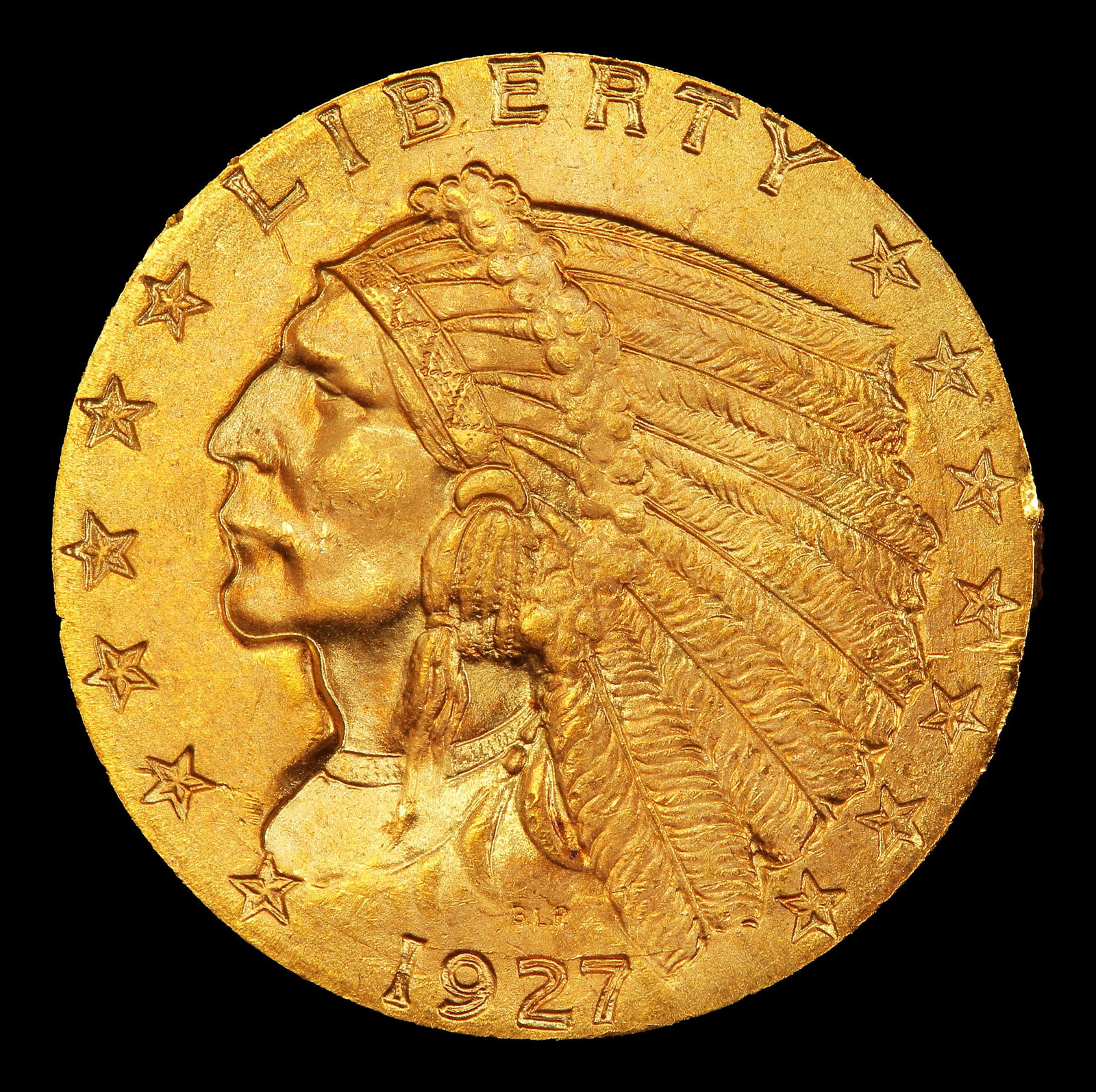 1927-p Gold Indian Quarter Eagle Near Top Pop! $2 1/2 ms66 USCG - 2