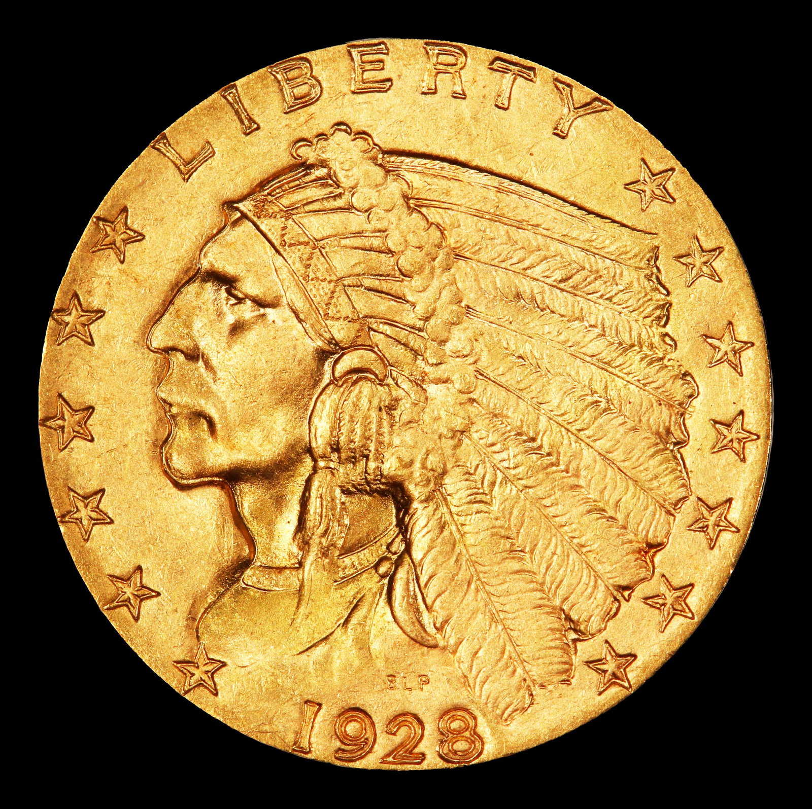 1928-p Gold Indian Quarter Eagle Near Top Pop! $2 1/2 ms66 USCG - 2