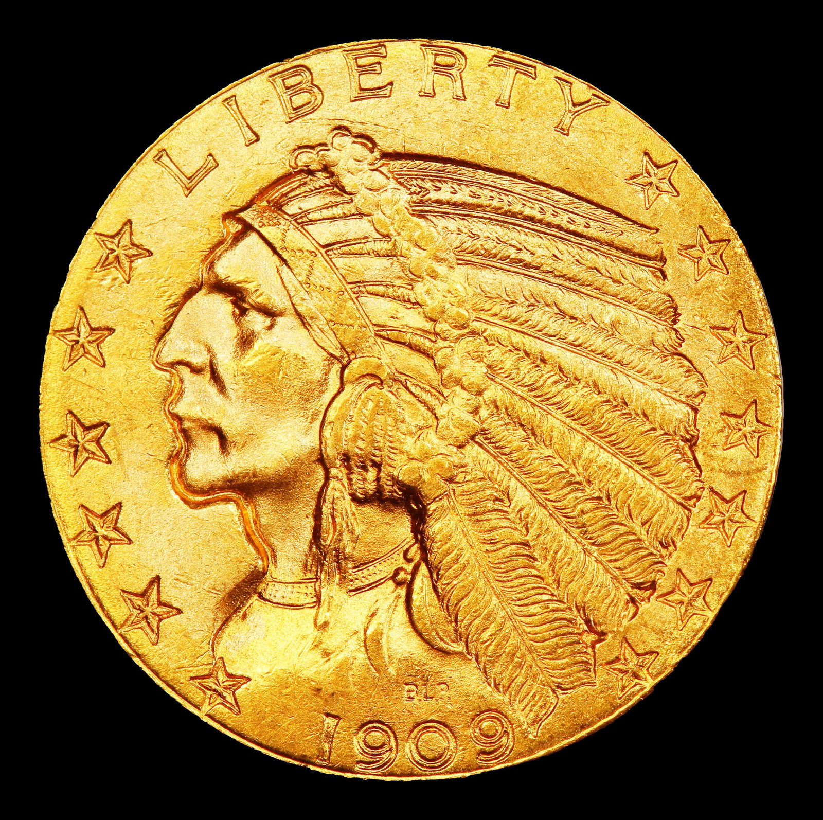 1909-d Gold Indian Half Eagle $5 ms64+ SEGS - 2