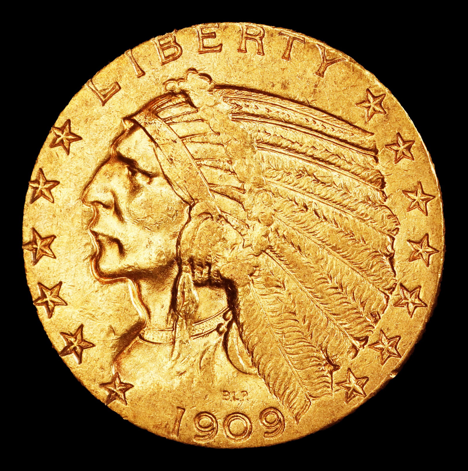 1909-s Gold Indian Half Eagle $5 ms62+ USCG - 2