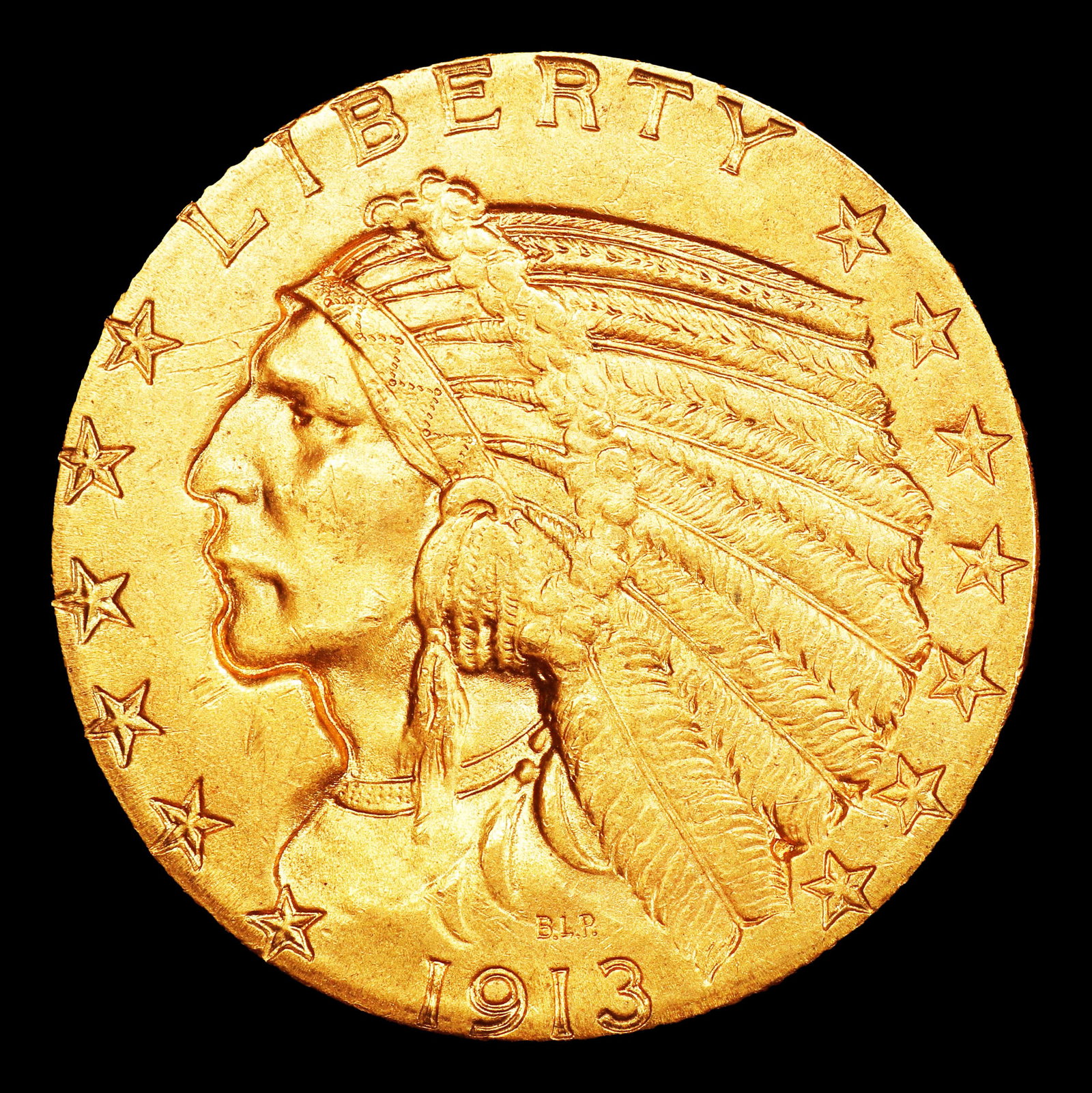 1913-p Gold Indian Half Eagle $5 ms64 SEGS - 2