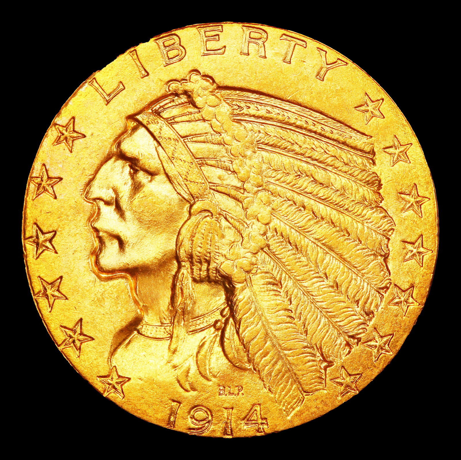 1914-p Gold Indian Half Eagle $5 ms64 SEGS - 2