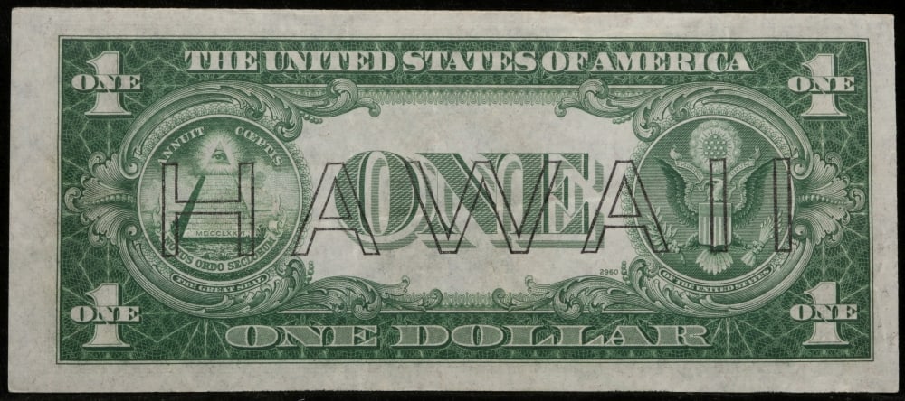 1935A $1 Silver Certificate Hawaii WWII Emergency Currency Grades Choice AU - 3