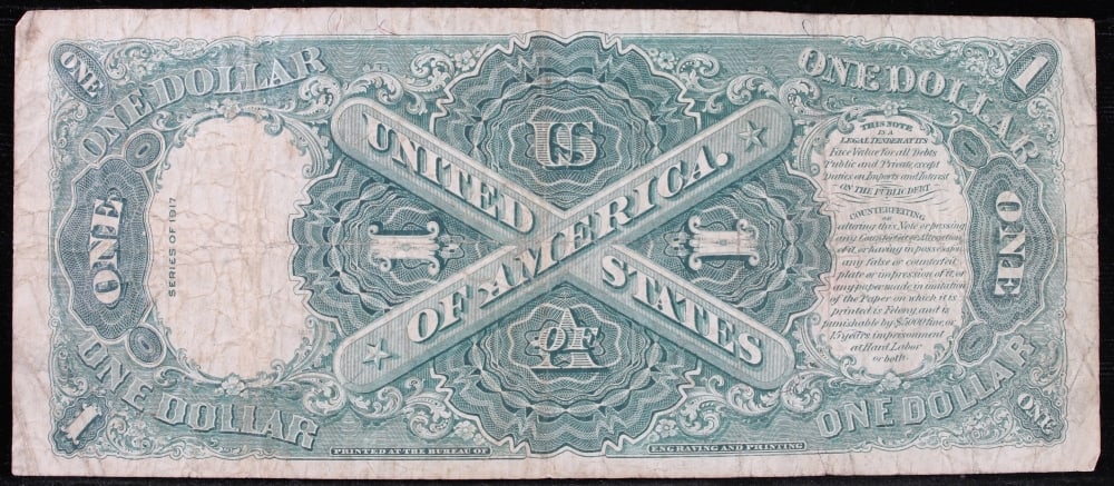 1917 $1 Large Size Legal Tender Note Grades vf++ Signatures Speelman/White - 3