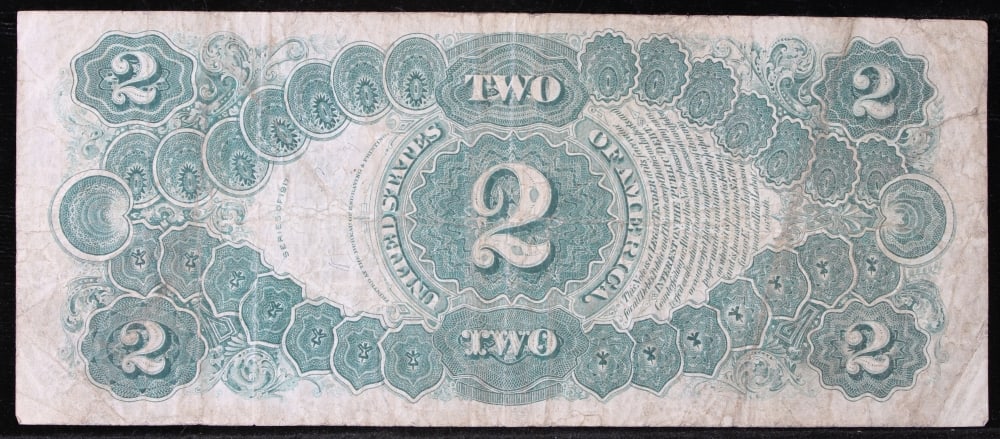 1917 $2 Large Size Legal Tender Note Thomas Jefferson Grades vf++ Signatures Speelman/White - 3