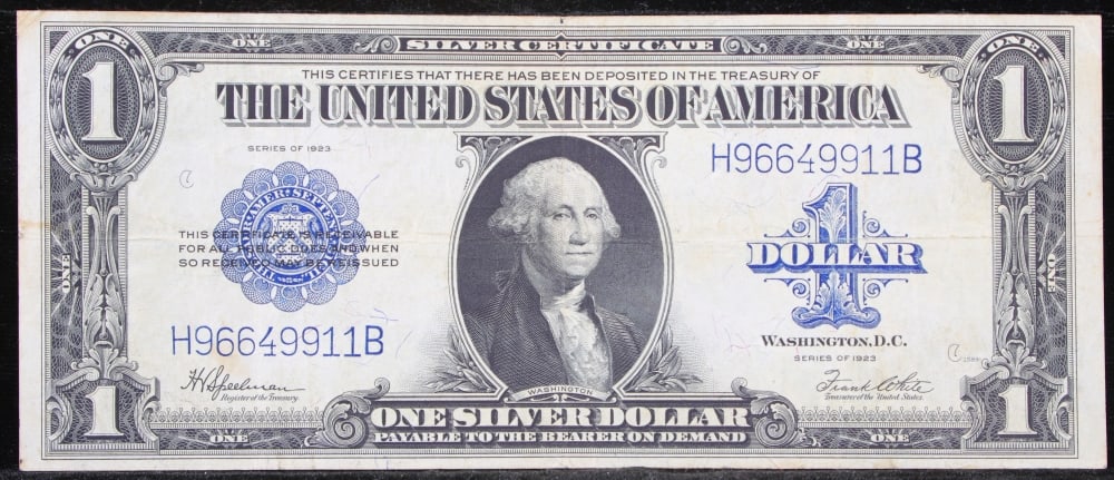 1923 $1 large size Silver Certificate Grades Choice AU Signatures Speelman/White - 2