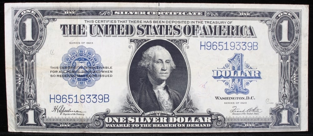 1923 $1 large size Silver Certificate Grades Choice AU Signatures Speelman/White - 2