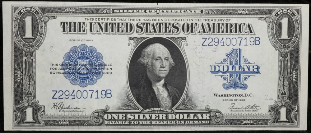 1923 $1 large size Silver Certificate Grades Choice AU Signatures Speelman/White - 2