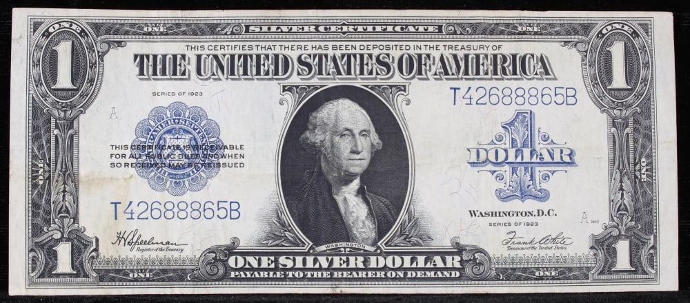 1923 $1 large size Silver Certificate Grades Choice AU Signatures Speelman/White - 2